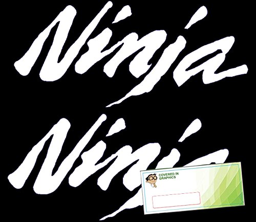 2 Pack Kawasaki Ninja Motorcycle Fender Gas tank Replacement Decals/Sticker Die Cut Graphics (White)