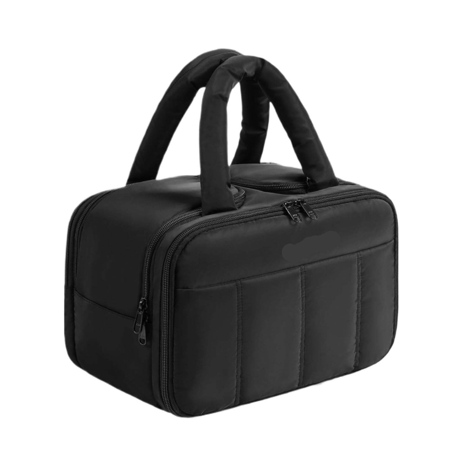 Kosmetiktasche Damen Reise-Kulturbeutel, Flauschiger Kulturbeutel for Damen, Leichte Kosmetiktasche, Aufbewahrungstasche Mit Griff Kulturbeutel(Black)