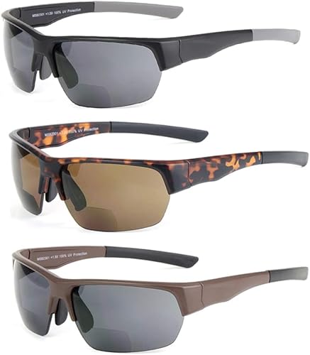 Miniatura 1 de YsorrisoX Paquete de 3 lentes de sol de lectura bifocales para hombres y mujeres con almohadilla de nariz ajustable, lectores de sol tintados