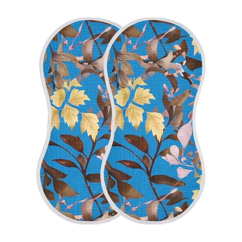 Yellowleaves Brownleaves Blue Burp Cloths for Babies Burp Rag Cotton Spit Up Rag for Baby Newborns Girl
