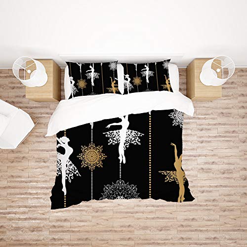 Parure de lit sans pli ultra douce motif ballerine pour lit double