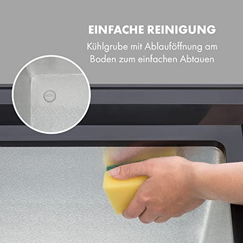 Klarstein Gefriertruhe Klein und Schmal, Freistehende Kleine Gefriertruhe, 78 Liter Tiefkühltruhe, Kleine Kühltruhe mit Einhängekorb, Energieeffiziente Gefriertruhen, Kompakte Tiefkühltruhen