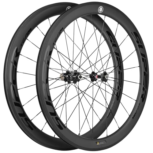 Superteam Carbon Wheelset 700C Rim Brake 50mm Matte 25mm, Road Bike Wheels Support 8/9/10/11 Speed, Tubeless 25-28c Cycling Accessory, Shim 8-12 Speed