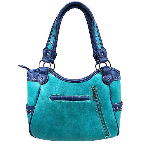 Bolso Tote Mujer Turquesa con Diseño Floral y Cierre Superior miniatura 4