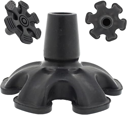 Replacement Rubber Tips for Walking Sticks, Canes, Crutches – Heavy Duty Non-Slip Quad Base Feet – Universal 19mm Ferrules Caps – Durable Walking Accessories for Seniors