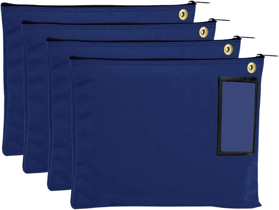 Royal Blue Large Canvas Zipper Bags - Interoffice Mail - Transit - Set of 4 : Office Products