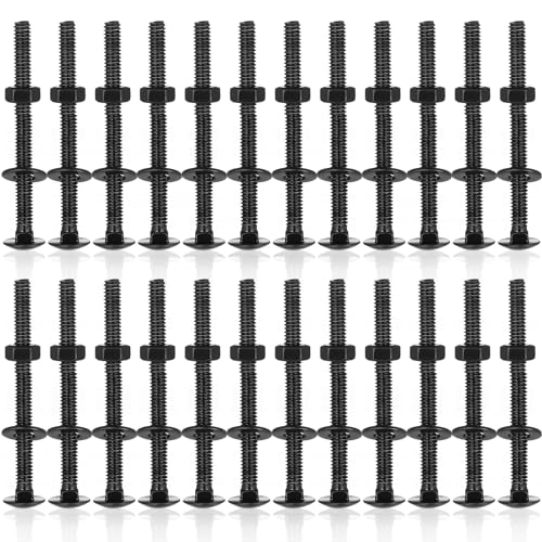 Image of Zonon 25 Sets 1 /4-20 x 3 Stainless Steel Carriage Bolts and Nuts Kit Round Head Square Neck Carriage Bolts Screws and Hex Nuts and Flat Washers, Stainless 18-8 Full Thread Coverage (Black