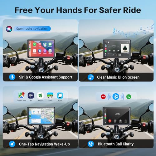 Image of WonVon 5 Inch Motorcycle Carplay GPS Navigation System with Apple Carplay and Android Auto+TPMS