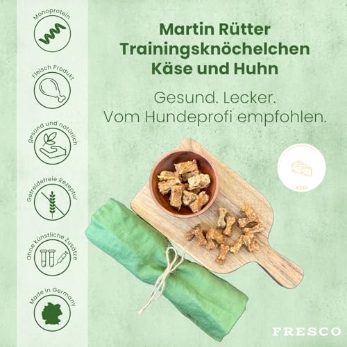 FRESCO Dog Martin Rütter Trainingsknöchelchen Käse und Huhn 1kg | Hundeleckerlies | aus frischem Fleisch und Käse | 100% frische Zutaten | für Belohnung, Training und als Snack für Zwischendurch
