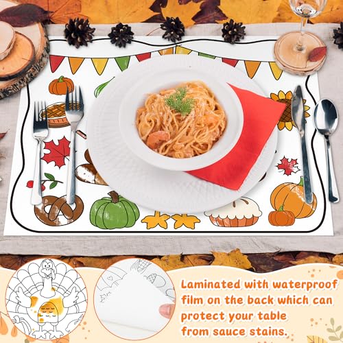 Eviter les taches : sets de table papier à colorier Thanksgiving enfant
