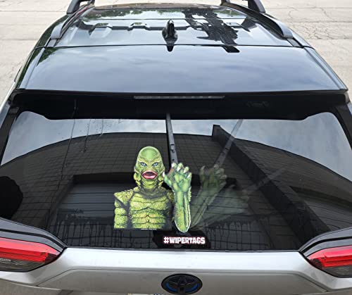 Image of Gill-Man Creature from The Black Lagoon Nostalgic Horror Waving WiperTags with Decal for Rear Vehicle Wipers. Universal fit. Made in USA.