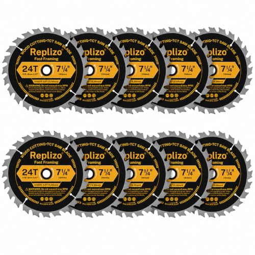 7-1/4 Inch Circular Saw Blade 10 Pack, 24T Carbide Tipped Framing Blades