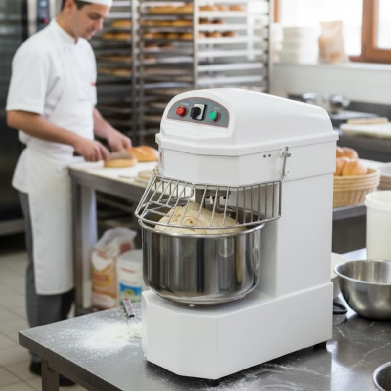 Pétrin à Pâte Professionnel 10 Litres - Cuve Fixe - 650W - 1 Vitesse - Inox - Compact et Robuste