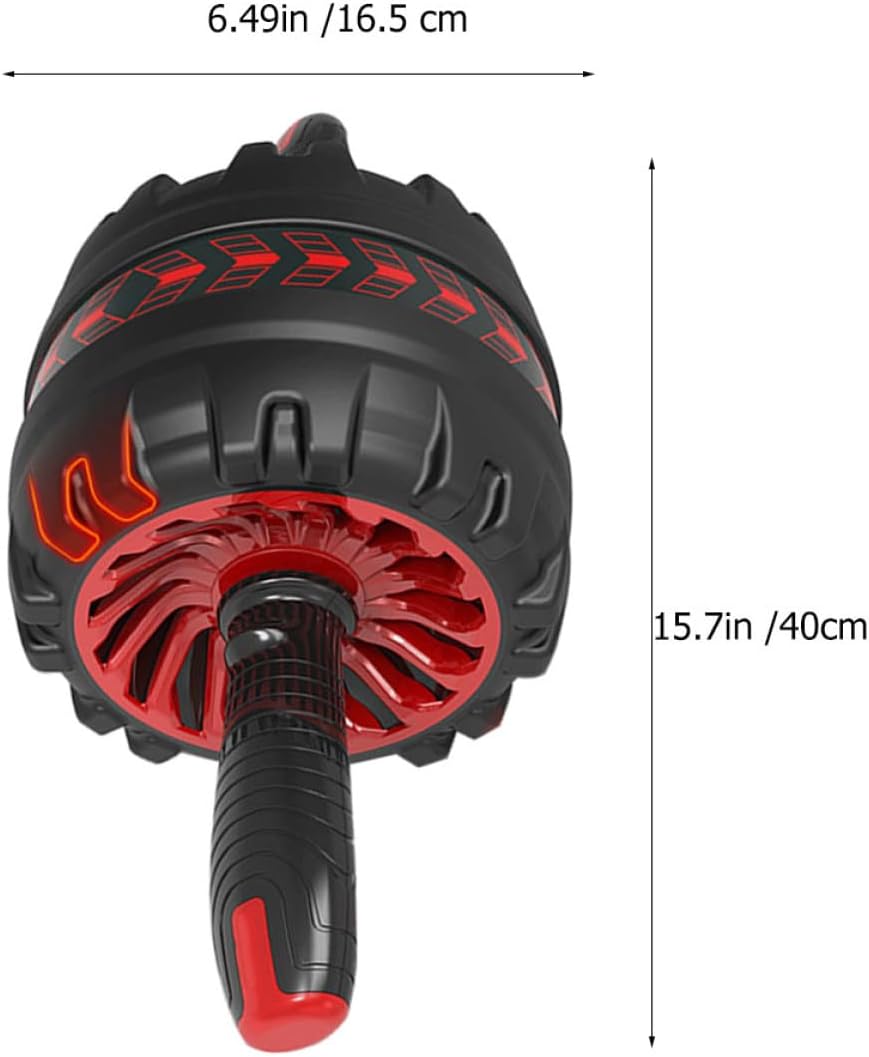 Generic Mute Ab Roller Wheel with Automatic Rebound and Thick Knee Mat Grip Abdominal Exercise Tool for Core Strengthening Fat Burning and Endurance Training Red