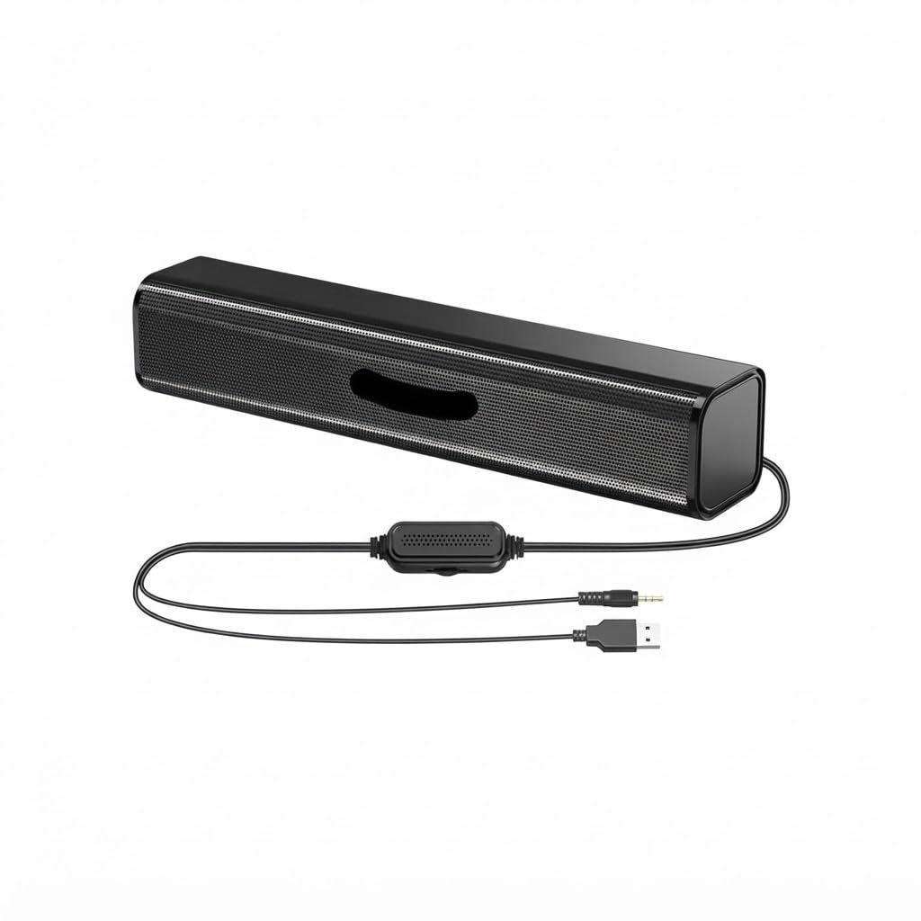 Drumstone SADA V-196 USB Wired Computer Speaker Bar with 3.5mm Audio Input, Stereo Sound Speaker for PC, Laptop, Desktop, Smartphone, Tablet, MP3 & MP4, Black-image-28