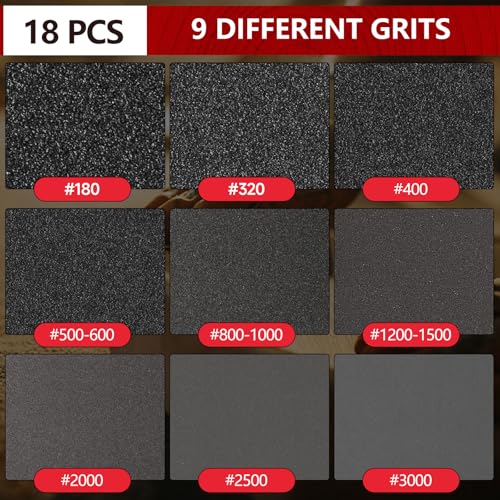 Shineboc 18 Pcs Sanding Sponge Set,125mm 180-3000 Grit Flexible Foam Filled Sanding Pad,Wet And Dry Blocks Sandpapers Sheets for Wood & Metal,Railings,Furniture Polishing - Image 3