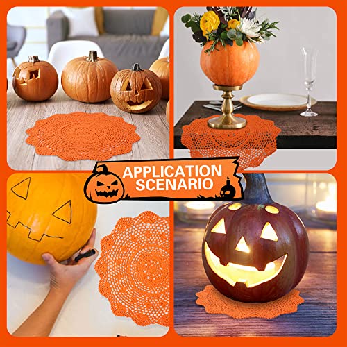 Qxzvzem QX-HSDL-JS-1 2 Pieces 15 Inch Halloween Doily Handmade Crochet For Dressers And End Tables Crafts Disposable Medium Doilies Cloth Lace Placemats Coasters Orange Cotton Round Vintage Tablecloth thumb #4