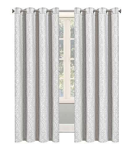 OpulentDreams Embossed Woven Thermal Curtains, Room Darkening Ring-Top Curtains for Bedroom & Living Room, Includes Tie Backs