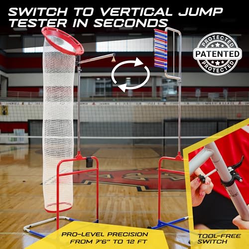 Patented 2in1 Volleyball Setter Training Net Equipment & Vertical Jump Tester Trainer. Setting Target for Jumping Setters Trainers, High Measurement Tool Pole Set for Vollyball Pass Indoor Practice - Image 6