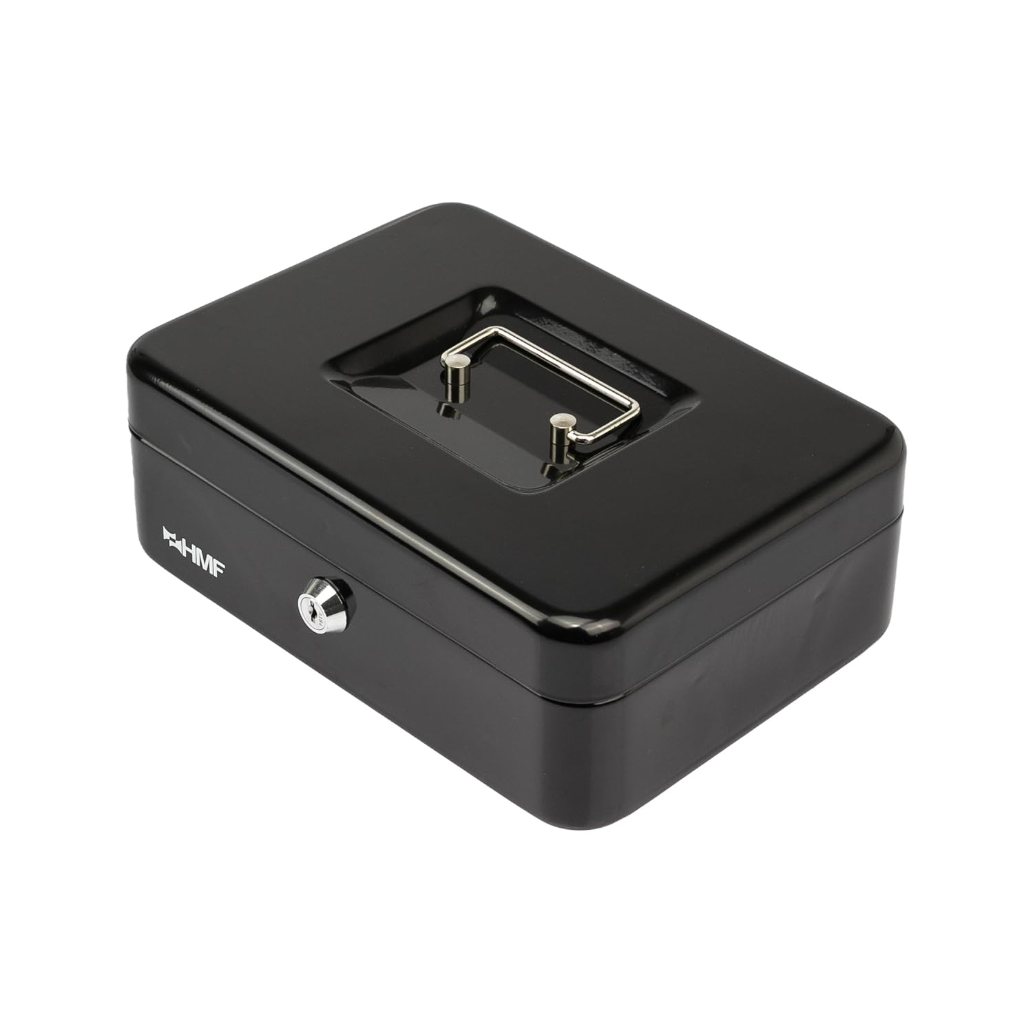HMF 10022-02 Caisse à Monnaie Verrouillable Avec Plateau Pour Compter Les Pièces - 25 X 18 X 9 Cm Noir