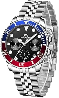 MEGALITH Mens Watches Chronograph Stainless Steel Wrist Watch Waterproof Analogue Quartz Watch with Date Luminous, Business Dress Watches for Men, Gift for Men