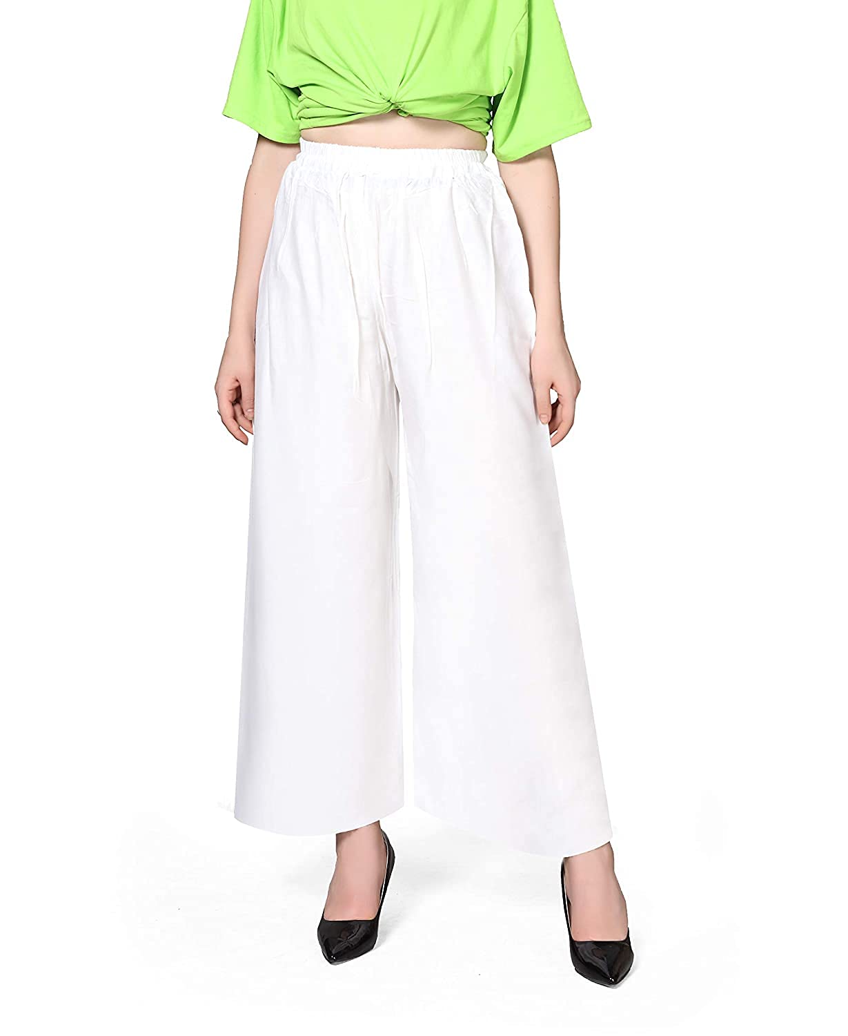 Palazzo Pants for Women | M to 5XL | Plus Size Palazzos for Women | Non- Transparent | Plazo for Women-WHITE-2XL-image-47