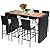 Tangkula 7 PCS Outdoor Wicker Furniture with Acacia Wood Bar Table Top and Removable Cushion, Conversation Set for Dining, Patios, Backyards, Porches, Gardens and Poolside (Black)