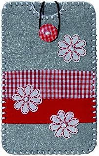 Kleiber - Kit Infantil de Bricolaje para Smartphone, de Fieltro, 15 x 7,5 cm, Color Gris con Flores Rojas y Blancas