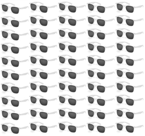 Image of 50 /100 Pack Bulk Sunglasses for Adult Retro 70s 90s Cheap Glasses UV400 Protection (50White)