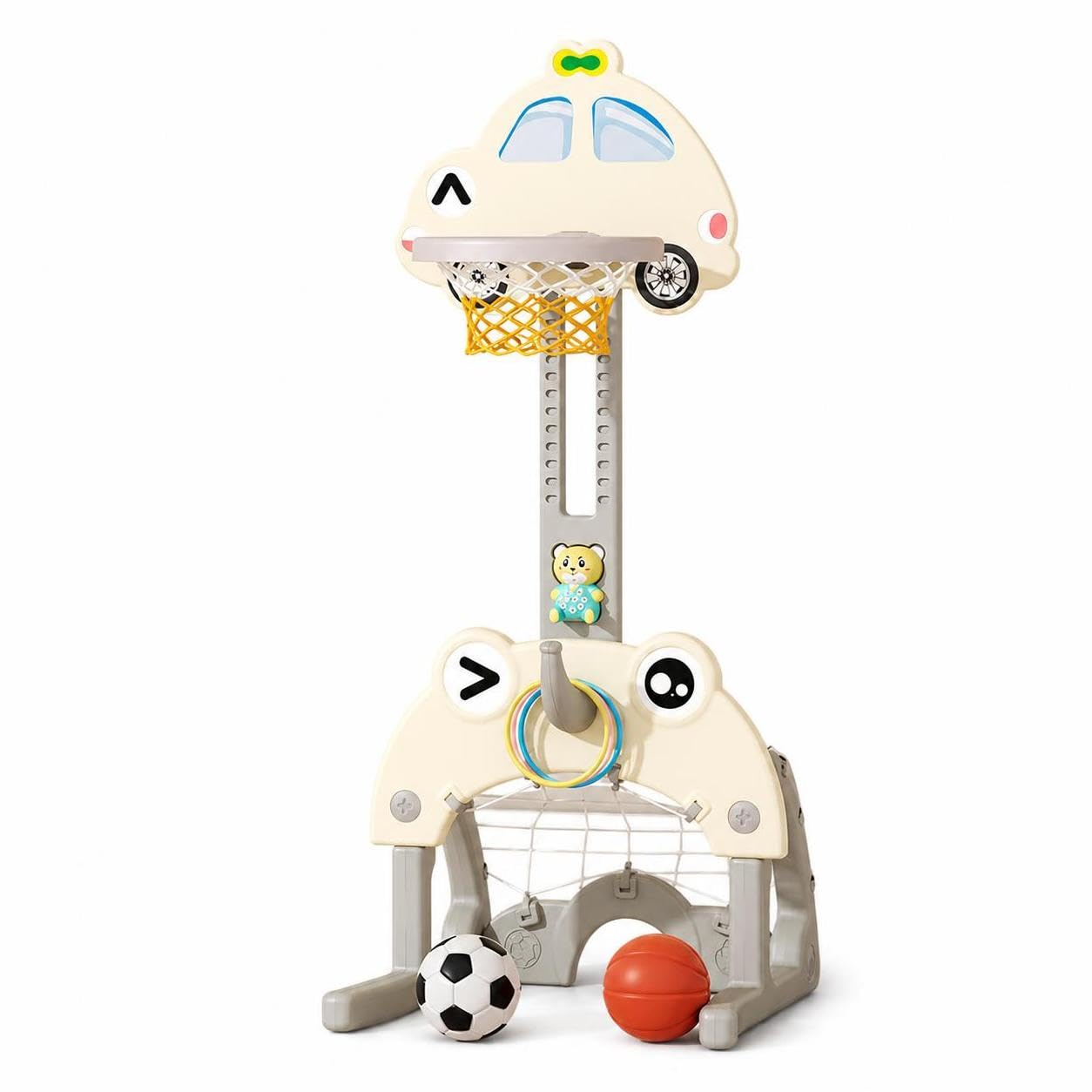 Basket Gonfiabile per Bambini, Bianco | Materiale HDPE sicuro, Gioco basket interno, Allenamento sportivo, Per scuole