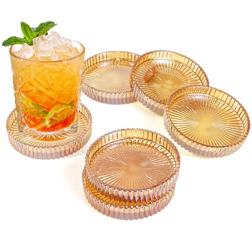 6 Pcs Modern Clear Coasters Crystal Coaster Glass Coasters
