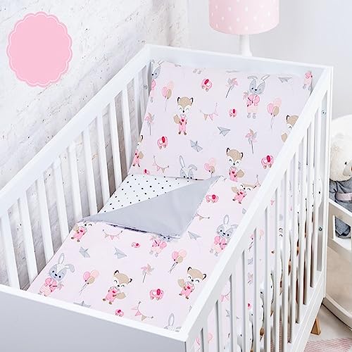 Baby Safe Duvet Cover Cot Newborn 120 x 90 cm Duvet Cover Cot 100% Organic Cotton Oeko-Tex Certified Sheets Single Bed Baby Bedding Set Pink Deer
