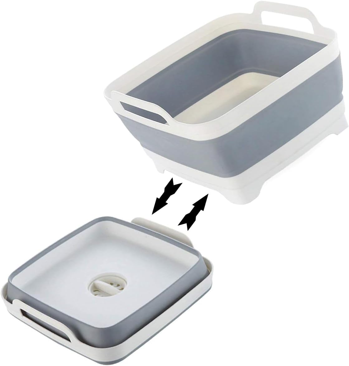Collapsible Dish Pans for Washing Dishes 9L Portable Wash Dish Basin Foldable Laundry Tub with Drain Plug for Kitchen Sink Camping RV Accessories
