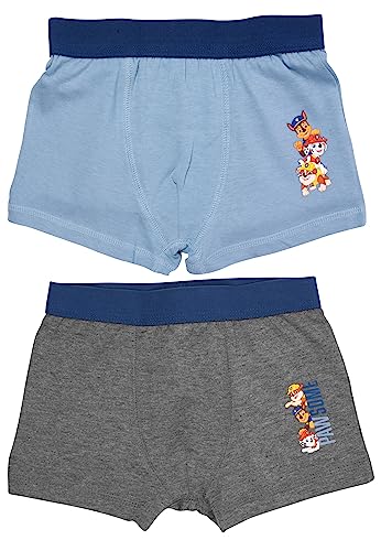 Paw Patrol Boxershorts für Jungen - Pawsome - Kinder Unterhose Unterwäsche Grau/Blau (2er Pack) (as3, Numeric, Numeric_122, Numeric_128, Regular)