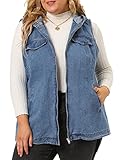 Agnes Orinda Plus Size Denim Vest for Women Sleeveless Hoodie Casual Jackets Vests Valentines 4X...