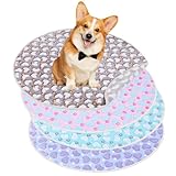 Limbeuuu 4 Pack Round Pads, Replaceable Warming Cozy Soft Dog Blanket, Washable Anti-Slip Pet Round Training Pads Mat for Puppy Cat Rabbit and Small Animals