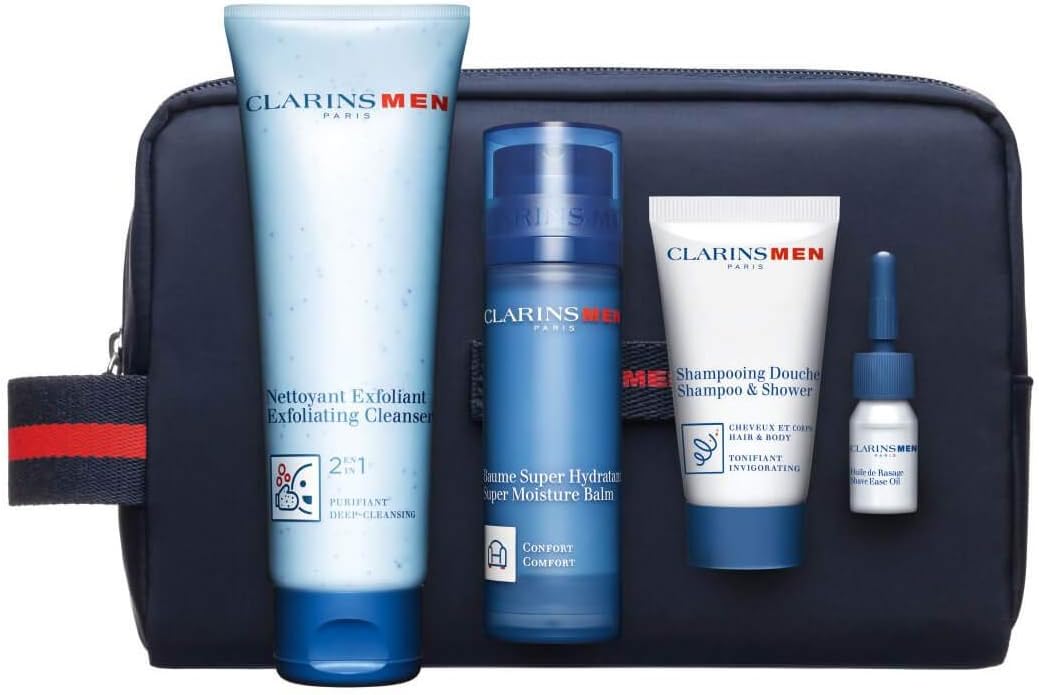 Clarins Men Hydration Essentials Gift Set With Wash Bag
