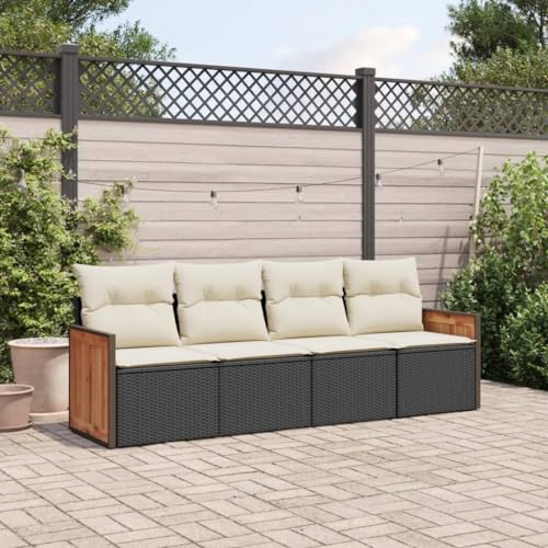 Canapé de jardin 4 pièces résistant aux intempéries avec coussins