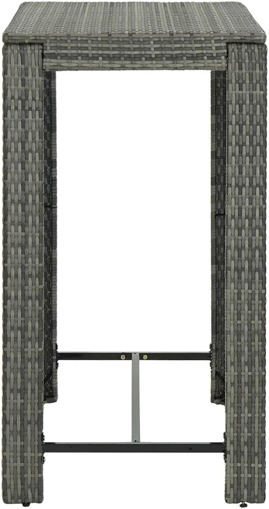 Modern Stylish Patio Dining Table, Square Sturdy Patio Table with Steel Frame, All-Weather Side Coffee Table for Backyard Lawn, Patio Bar Table Gray 39.4"x23.8"x43.5" Poly Rattan