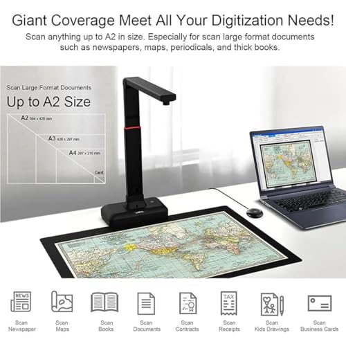 Image of S21 Overhead Scanner, A2 Document Scanner for Large Format Documents & Books, 23MP High Resolution, OCR Text Recognition, Auto-Flatten & Fingerprint Removal Technologies