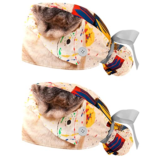 Casquettes de travail respirantes JDEZ lot de 2 calots bouffants motif carlin