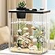 Aquarium Komplett Set - Fischtank Aquarium mit LED-Leuchten & Pumpe & Kunstblumen & Steine & Fischlöffel - Aquaristik Tischdekoration für Zuhause, Büro, Wohnzimmer - 17xc11x16.5cm