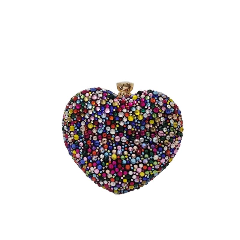 HUANG ZHUANGCute Heart Shape Clutch Purse Mini Love Heart Rhinestone Wedding Handbag Party Women Purse