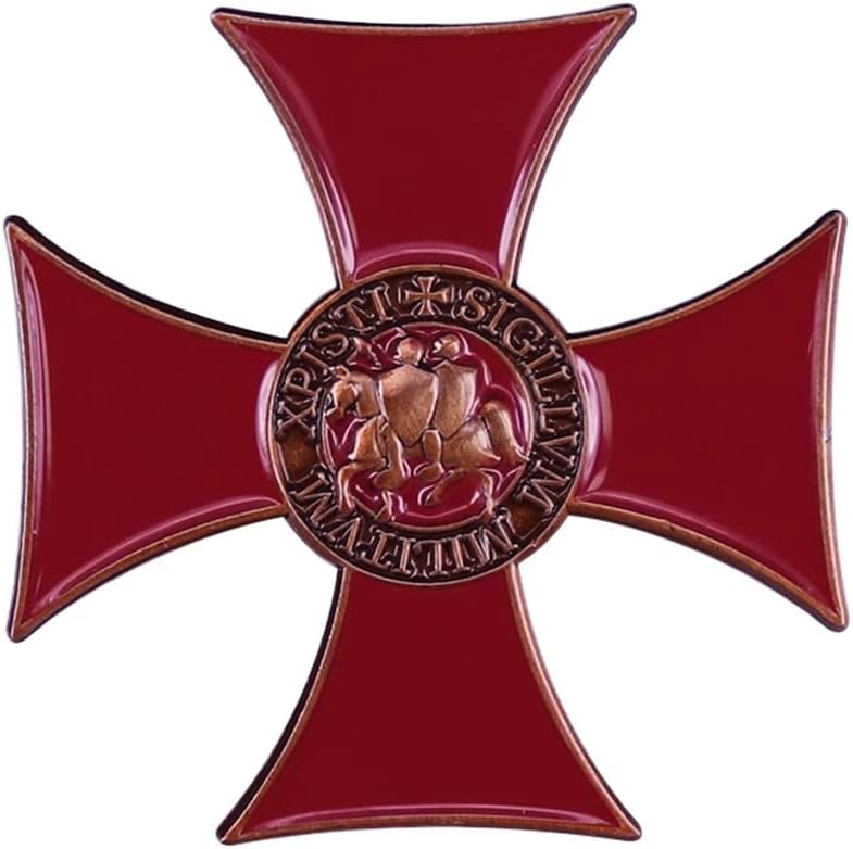 Sigillum Militum Red Cross Badge Knights Templar Crusaders Solomons Temple Lapel Pin
