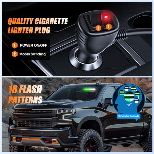 Image of Nilight 8LED Green White Traffic Advisor Strobe Light Bar Hazard Safety
