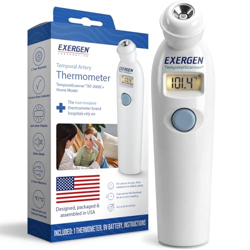Exergen TAT-2000C+ Temporal Artery Thermometer – Fast & Accurate Forehead Thermometer for Adults, Kids & Babies