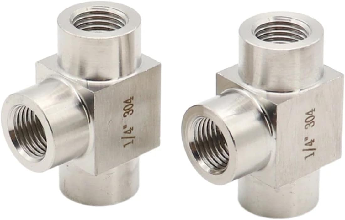 304 Stainless Steel Female Thread Tee Fitting 1/8" 1/4" 3/8" 1/2" 3/4" 1" High Pressure T Type Three-way Joint Pipe Fittings(1/8")