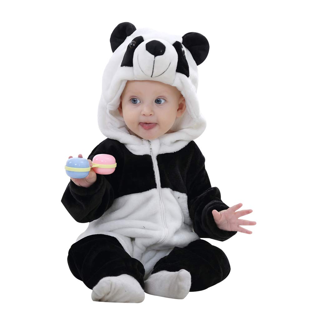COOKY.D Baby Flanellen Romper met Capuchon Herfst Winter Onesie Pyjama Jumpsuit Lange Mouw Slipjes voor Baby Meisjes Jongens, 2-5 Maanden, Muis
