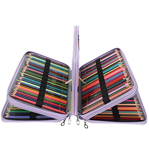 Image of Vomgomfom 300 Slots Marker Case 4-Layer PU Leather, Handle, Purple