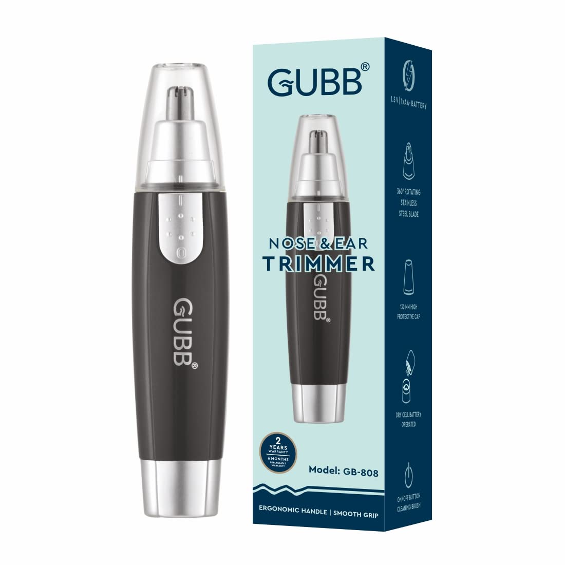 GUBB Nose Trimmer Gb-808 - Cordless&Handy,Nose&Ear Trimmer 130Mm High Protective Cap,Skin Friendly,Easy To Carry,Ideal For Quick Last Minute Grooming,Smooth Grip,Instant&Pain Free - Black, Unisex (B09Q3FJ6LL) Amazon Price History, Amazon Price Tracker